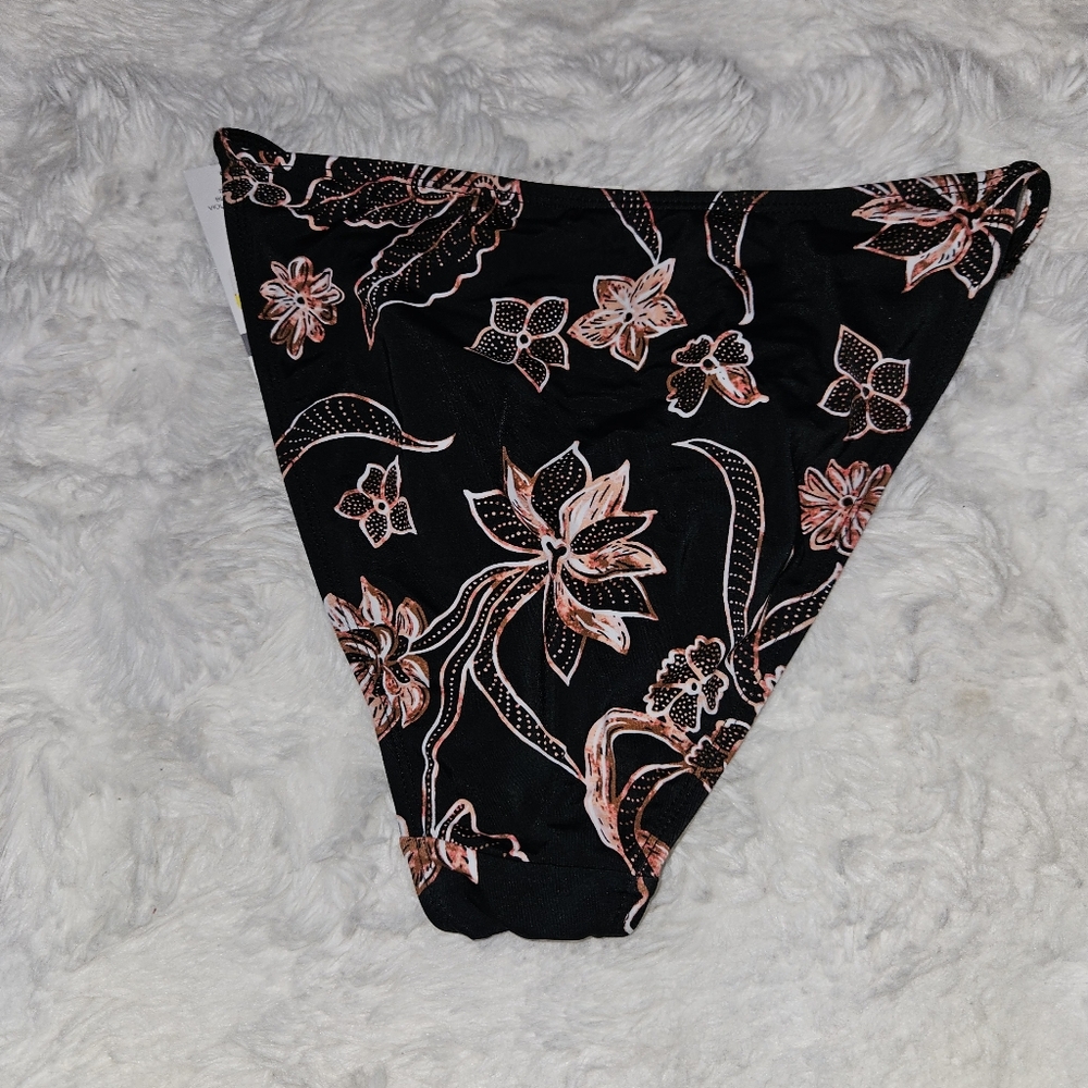 Sundazed Women's Printed Adjustable Strap Bikini Bottoms, Black Violet Large NWT - Picture 4 of 4